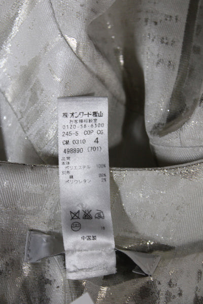 ICB Women Fit & Flare Silver Geometric Knee-Length Sleeveless Dress Size 4