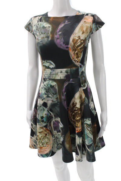 Ted Baker London Womens Fit & Flare Mini Dress Black Boat Neck Size 1