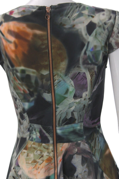 Ted Baker London Womens Fit & Flare Mini Dress Black Boat Neck Size 1