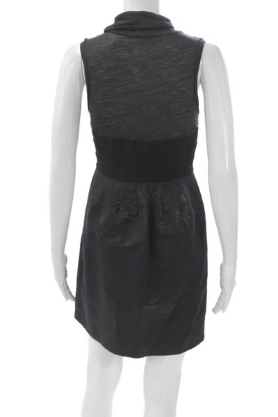 Theory Womens Fit & Flare Dress Black Mock Neck Sleeveless Zip Above Knee Size 4