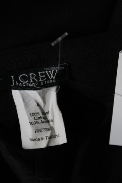J Crew Women Straight Pencil Skirt Black 100% Wool Button Fall Size 4