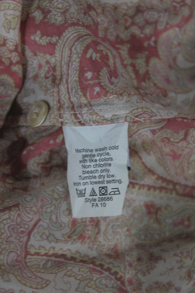J Crew Womens Beige Paisley Collared Button-Up Long Sleeve Basic Top Size 2
