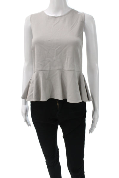 Meg Shop Womens Basic Tank Gray Rayon Round Neck Sleeveless Zip Summer Size XS