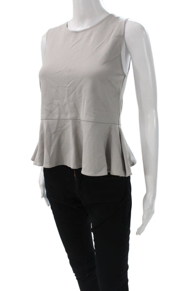 Meg Shop Womens Basic Tank Gray Rayon Round Neck Sleeveless Zip Summer Size XS