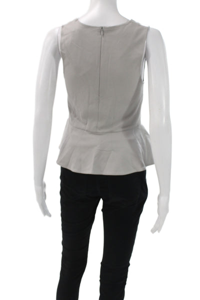 Meg Shop Womens Basic Tank Gray Rayon Round Neck Sleeveless Zip Summer Size XS