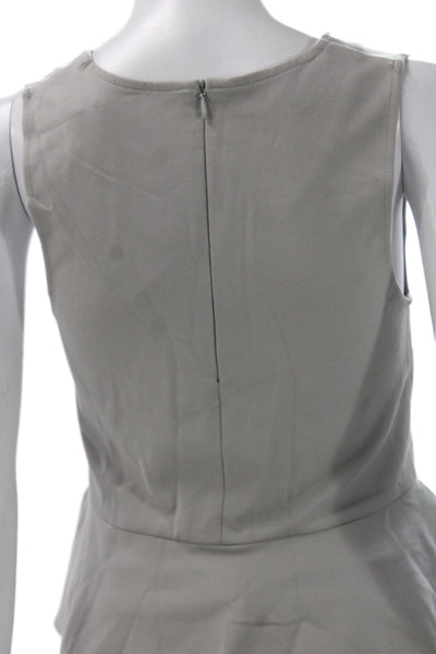 Meg Shop Womens Basic Tank Gray Rayon Round Neck Sleeveless Zip Summer Size XS