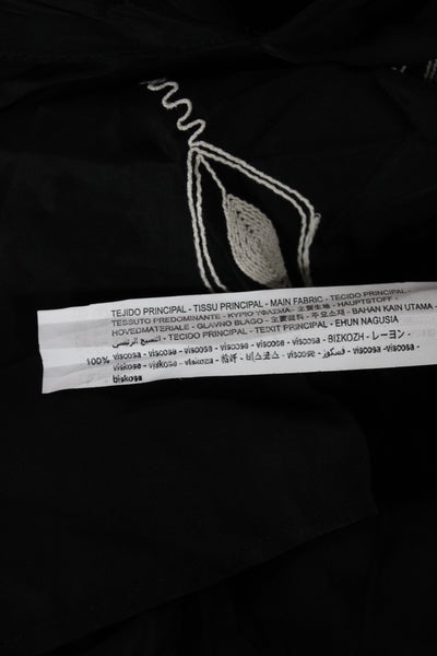 Zara Women Tunic Black V-Neck Long Sleeve Geometric Viscose Size XS
