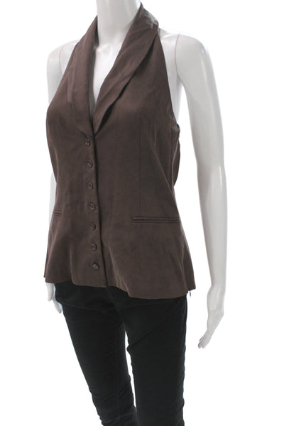 Reformation Women Button-Down Halter Vest Brown Sleeveless Size 6