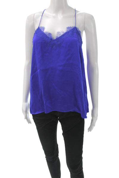 Cami Womens Silk V-Neck Camisole Blue Sleeveless Summer Size M