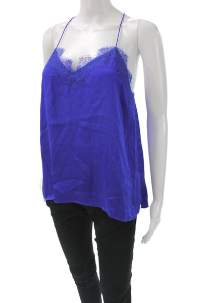 Cami Womens Silk V-Neck Camisole Blue Sleeveless Summer Size M