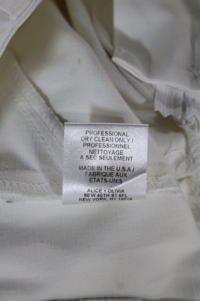 Alice + Olivia Women Dress Pants White Button Solid Size 6