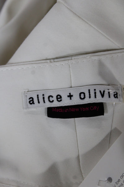 Alice + Olivia Women Dress Pants White Button Solid Size 6