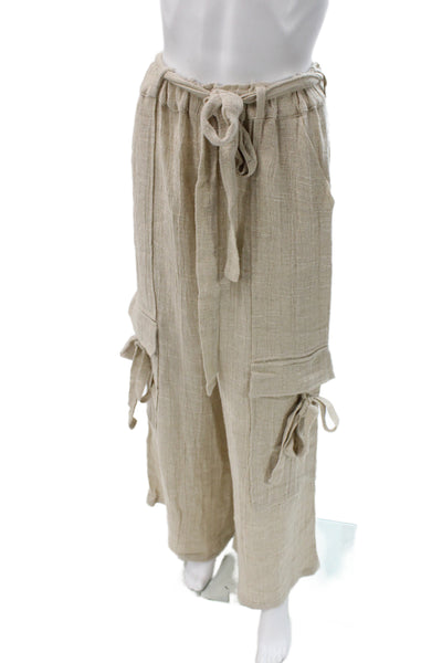 Christelle Nima Womens Bohemian Collared Long Sleeve Outfit Set Beige Size S