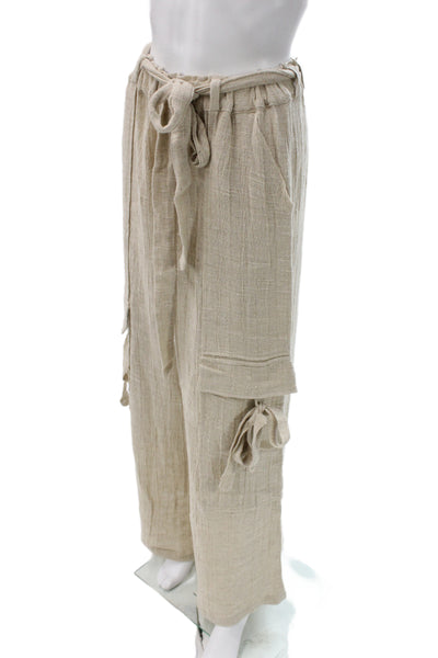 Christelle Nima Womens Bohemian Collared Long Sleeve Outfit Set Beige Size S