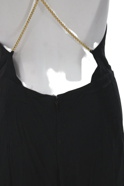 Ba&Sh Womens Black V Neck Sleeveless Jumpsuit Viscose Zip Elegant Size S