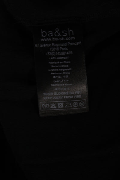 Ba&Sh Womens Black V Neck Sleeveless Jumpsuit Viscose Zip Elegant Size S