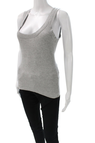 Sundays Women Ribbed Scoop Neck Sleeveless Tank Gray Basic Summer Size S