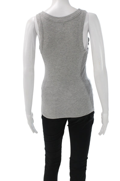 Sundays Women Ribbed Scoop Neck Sleeveless Tank Gray Basic Summer Size S