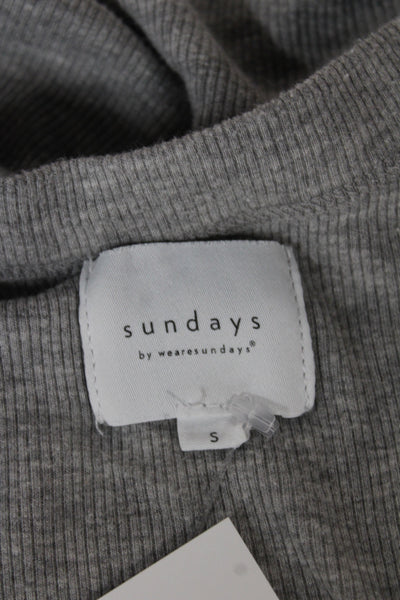 Sundays Women Ribbed Scoop Neck Sleeveless Tank Gray Basic Summer Size S