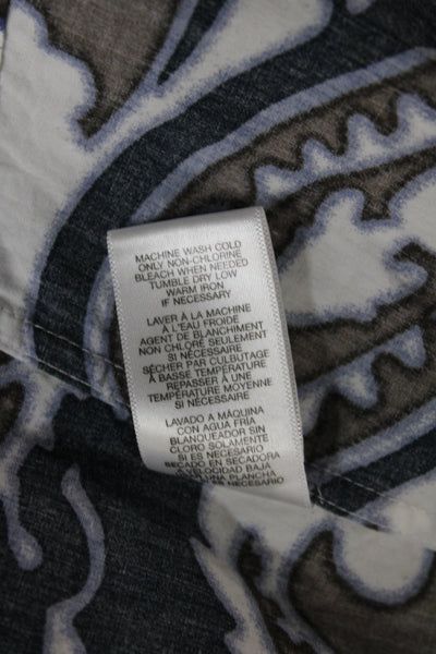 Michael Kors Men's Button-Down Shirt Blue Paisley Cotton Long Sleeve Size XL