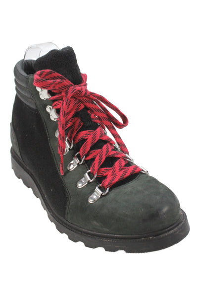 Sorel Womens Suede Lace Up Ankle Boots Black Red Size 38 8