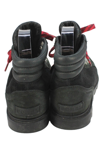 Sorel Womens Suede Lace Up Ankle Boots Black Red Size 38 8