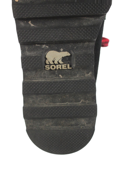 Sorel Womens Suede Lace Up Ankle Boots Black Red Size 38 8