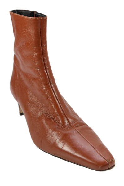 Staud Womens Leather Square Toe Ankle Boots Brown Size 39 9