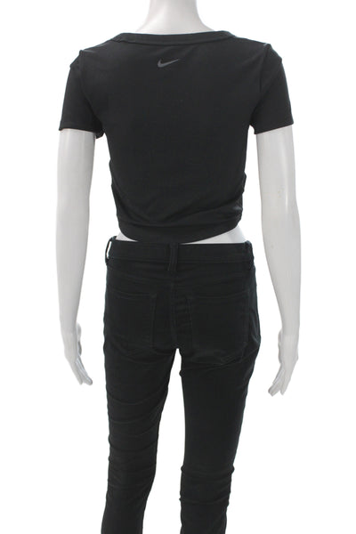 Nike Womens Basic T-Shirt Black Short Sleeve Polyester Athleisure Size L
