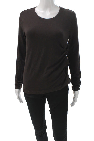 Banana Republic Women Brown Scoop Neck Long Sleeve T-Shirt 57% Cotton Size S
