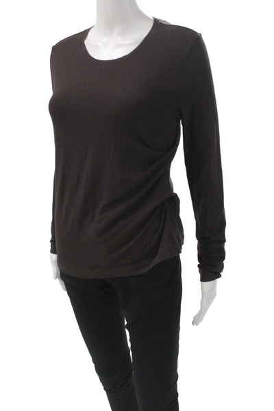 Banana Republic Women Brown Scoop Neck Long Sleeve T-Shirt 57% Cotton Size S