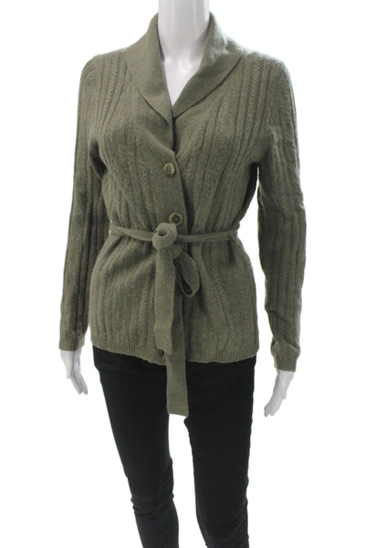A. Giannetti Women 100% Cashmere Green V-Neck Cardigan Long Sleeve Size S