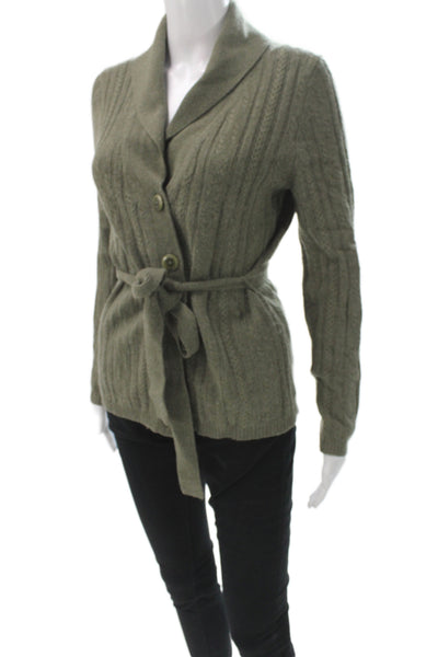 A. Giannetti Women 100% Cashmere Green V-Neck Cardigan Long Sleeve Size S