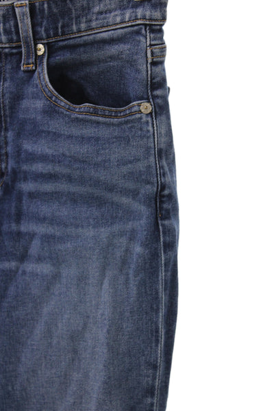 Le Jean Women Straight Mid-Rise Jeans Blue Cotton Blend Button Size 24