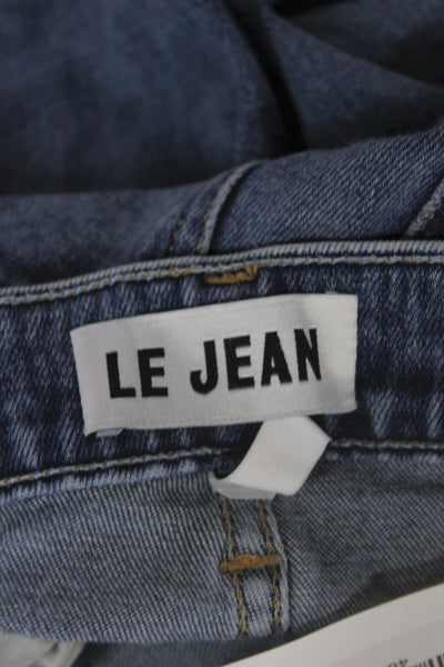 Le Jean Women Straight Mid-Rise Jeans Blue Cotton Blend Button Size 24