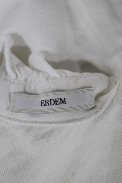 Erdem Women High Neck Cropped Cotton Tank White Sleeveless Size XS