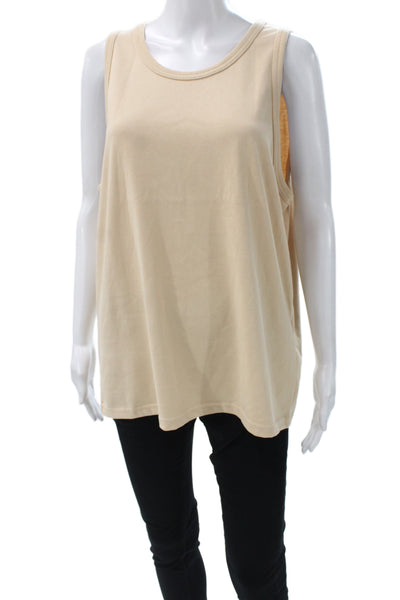 The Frankie Shop Women Beige Cotton Crew Neck Sleeveless Basic Tank Size S
