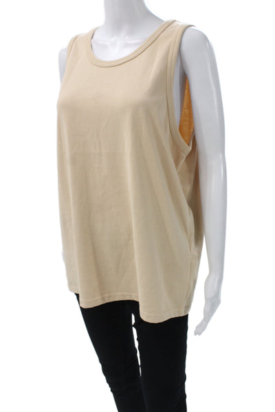 The Frankie Shop Women Beige Cotton Crew Neck Sleeveless Basic Tank Size S