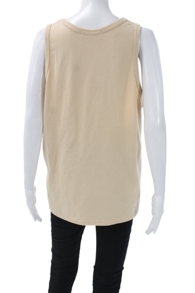 The Frankie Shop Women Beige Cotton Crew Neck Sleeveless Basic Tank Size S
