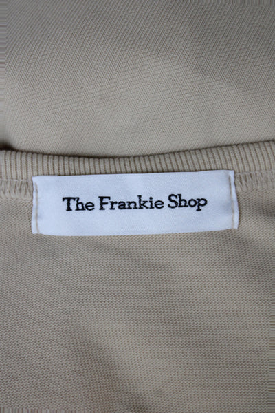 The Frankie Shop Women Beige Cotton Crew Neck Sleeveless Basic Tank Size S