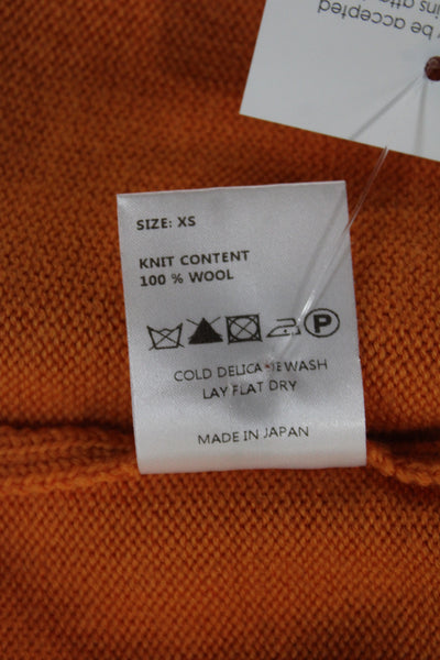 R13 Womens Orange Wool Pullover Sweater Crew Neck Distressed Size XS