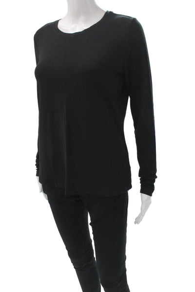 Banana Republic Women Black Basic Long Sleeve Crew Neck T-Shirt Size S