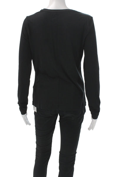 Banana Republic Women Black Basic Long Sleeve Crew Neck T-Shirt Size S