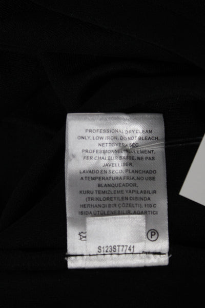 Tibi Women Basic Black Mesh Crew Neck Short Sleeve T-Shirt Size 2XS