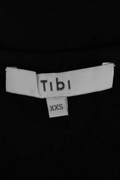 Tibi Women Basic Black Mesh Crew Neck Short Sleeve T-Shirt Size 2XS