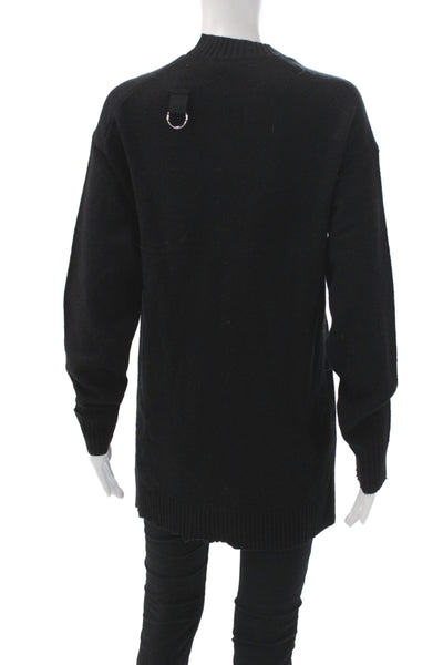 Tibi Womens Sweater Dress Black V Neck Long Sleeve Size 2XS