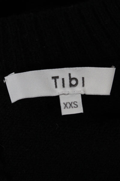 Tibi Womens Sweater Dress Black V Neck Long Sleeve Size 2XS