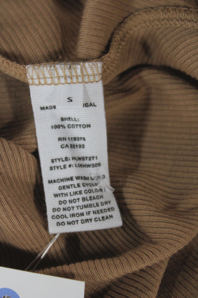 Helmut Lang Womens Beige Cotton Boat Neck Long Sleeve Basic T-Shirt Size S