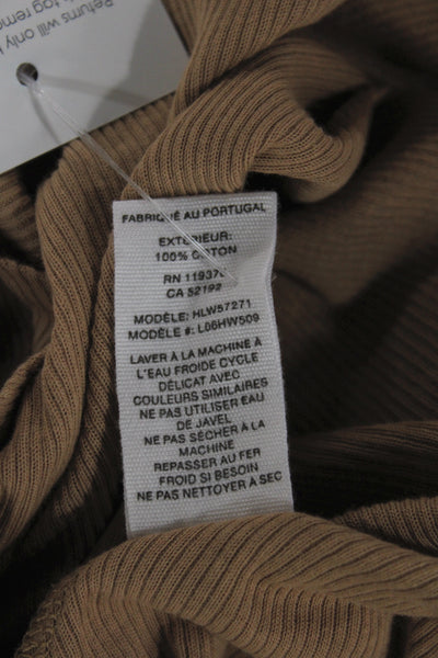 Helmut Lang Womens Beige Cotton Boat Neck Long Sleeve Basic T-Shirt Size S
