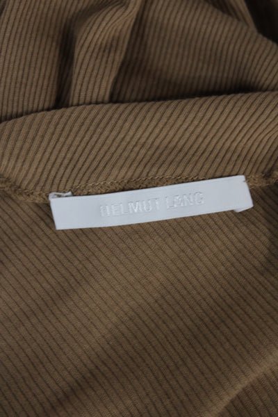 Helmut Lang Womens Beige Cotton Boat Neck Long Sleeve Basic T-Shirt Size S